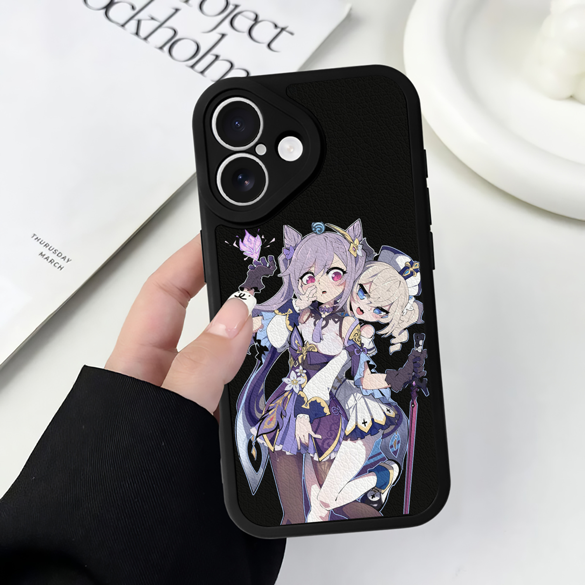 げんし神 刻晴 こくせい genshin Kokusei 【iPhone 16シリーズ対応】シリコンスマホケース（レザー調） 材質：シリコン